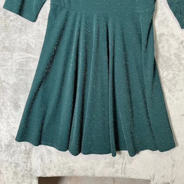 Unique Vintage XL Emerald Glitter Dress Vintage Inspired‎ Fit Flare Pin Up New - Image 10