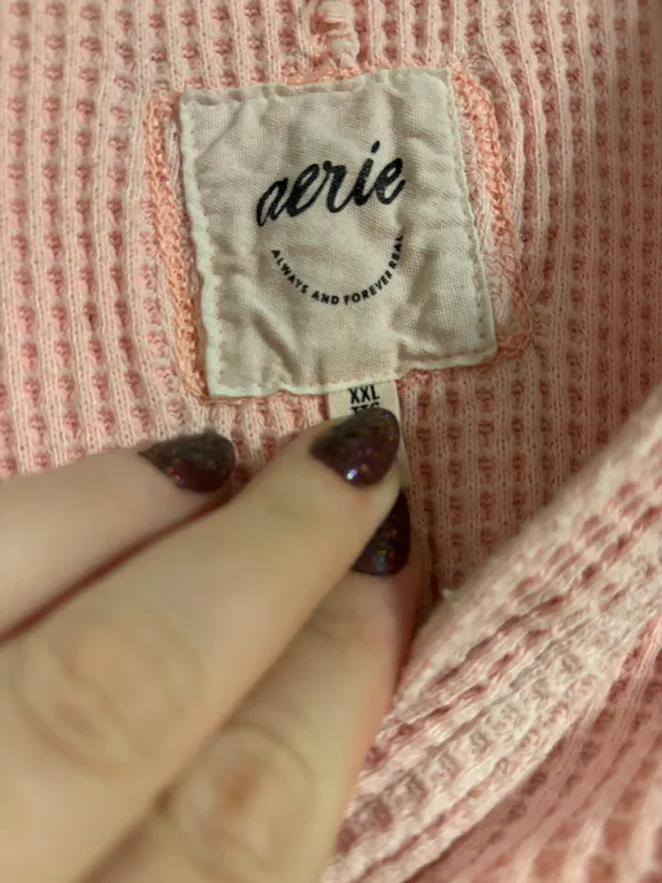 Aerie Pink Waffle Shirt - Image 3