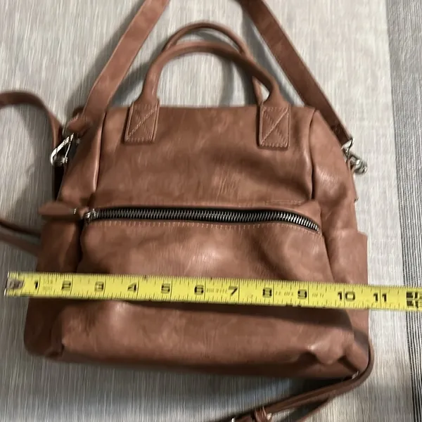 Urban Expressions Brown Faux‎ Leather Mini Backpack Convertible Crossbody Bag - Image 8