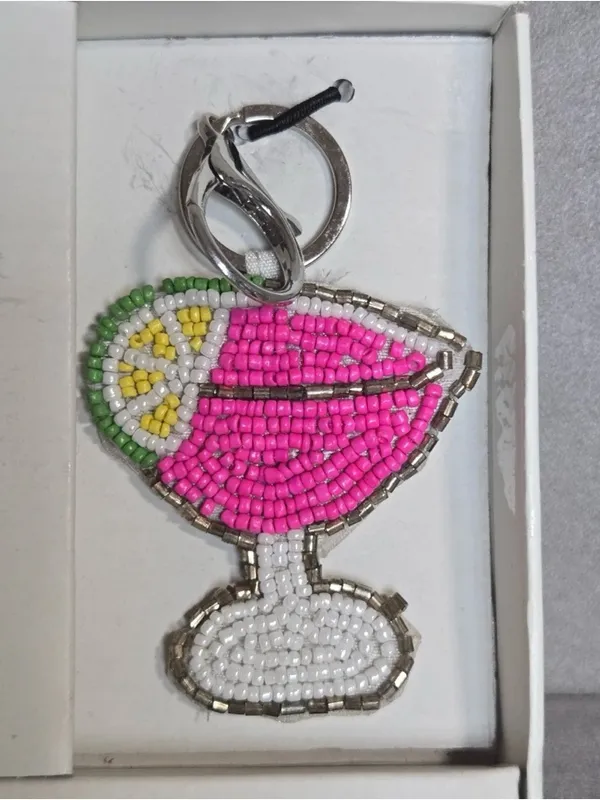 Rachel Zoe Silver Viral Beaded Martini Coin Purse Card Case & Charm Gift Set - Image 2