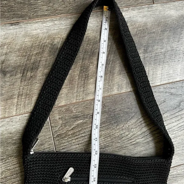 The Sak Original Crochet Knit Black Purse Shoulder Bag Medium Handbag - Image 9