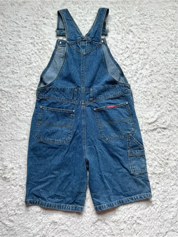 VTG 90s Y2K Union Bay Denim Overall Shorts Shortalls S Blue Jean Americana USA - Image 8