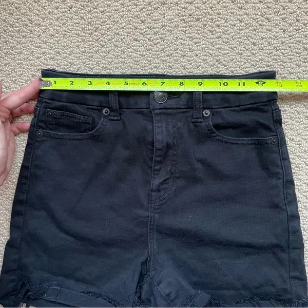 American Eagle Outfitters Curvy High Rise Stretch Black Denim Shorts 4 - Image 6