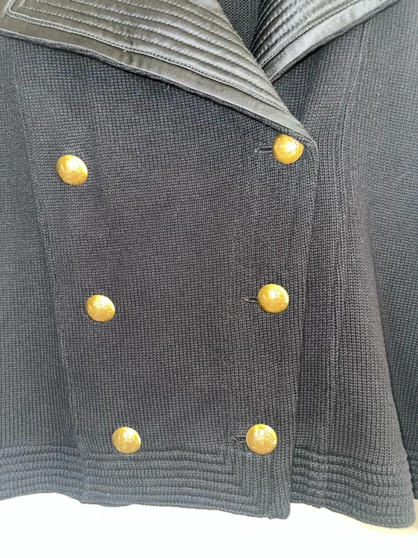 Lauren Ralph Lauren Black Military Knit Jacket Gold Crest Buttons Small‎ - Image 9