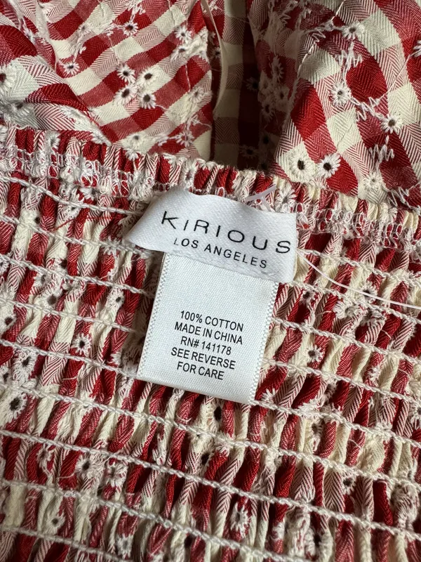 Red And White Checkered Peplum Top - Image 4