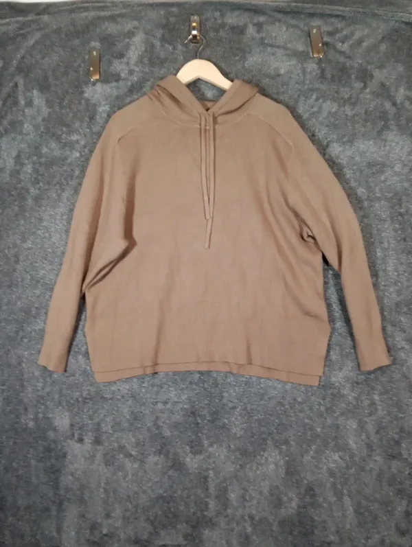 Roots Womens XL Camel Tan Pull Over Hoodie Lenzing Ecovero Viscose Blend - Image 3