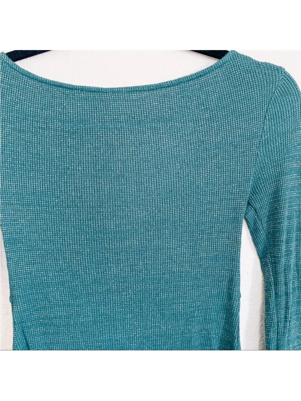 Free people say when metallic green long sleeve top - Image 6