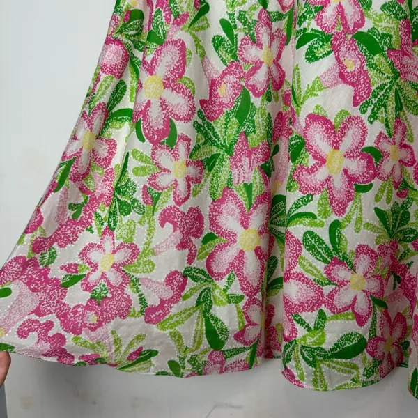 Lilly Pulitzer Floral Midi Dress Sz 2 Cotton Silk Blend Halter Neck Bow Tie Back - Image 14
