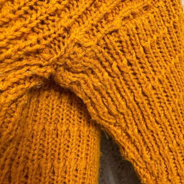 Love Change Knit Crochet Golden Orange Cardigan Sweater Medium - Image 5