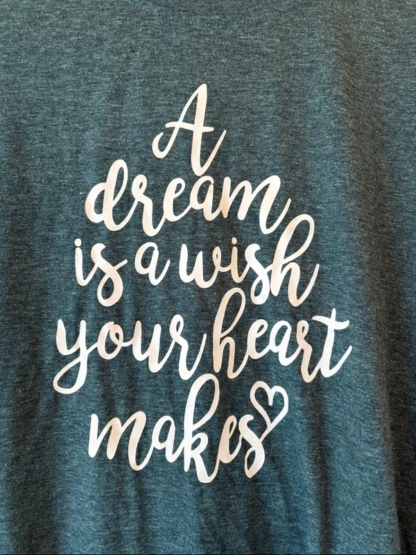 L Disney gray green Graphic Tee White Script A Dream Is A Wish Your Heart Makes - Image 2