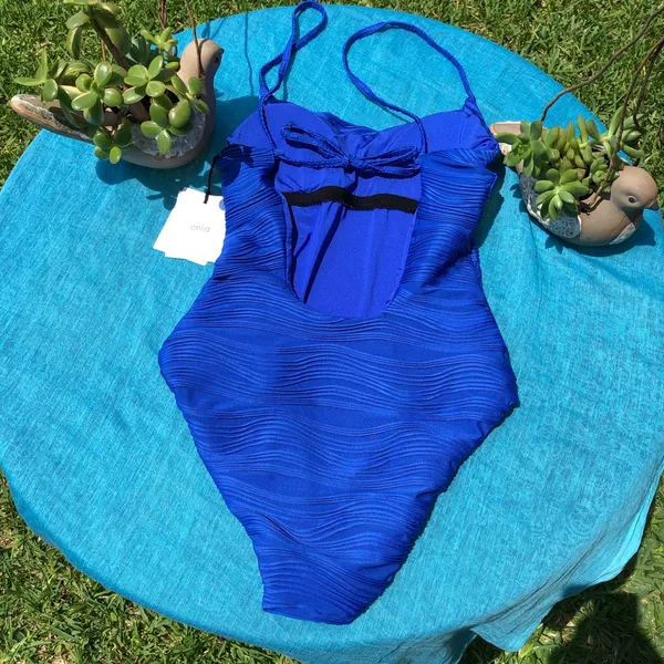 NEW Onia Gabriella Blue Wave Textured Swimsuit S - Image 5