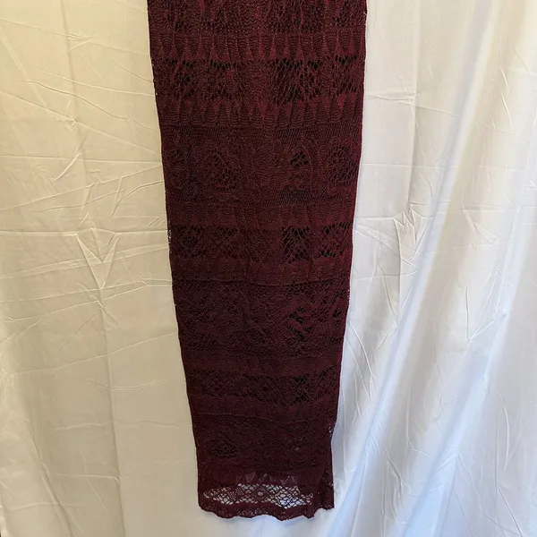 City Triangles Size 5 Burgundy Red Crochet Bodycon Maxi Dress Vintage‎ 90s - Image 3