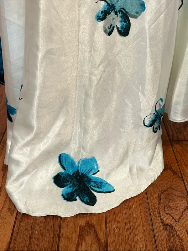 Night Moves Blue White Floral Strapless Gown Y2K US 6 - Image 10