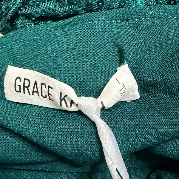Grace Karin Womens Emerald Green Sequin One Shoulder Wrap Cocktail Dress XL NEW - Image 6