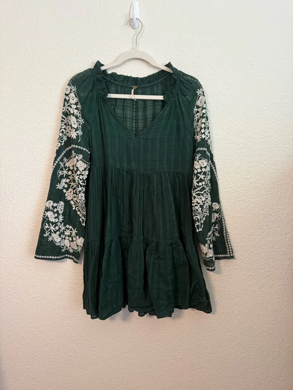 Free People Emerald City Embroidered Sleeve Dress - Image 4