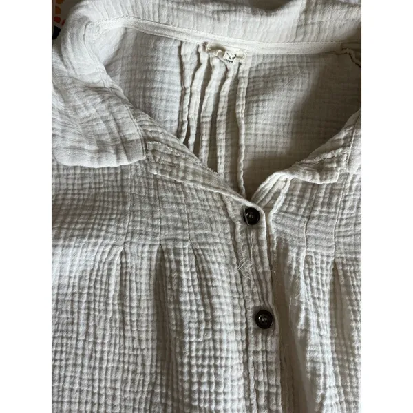 POL Crinkle Gauze Crop Button Up Size Small Oversized Smt1962a - Image 5
