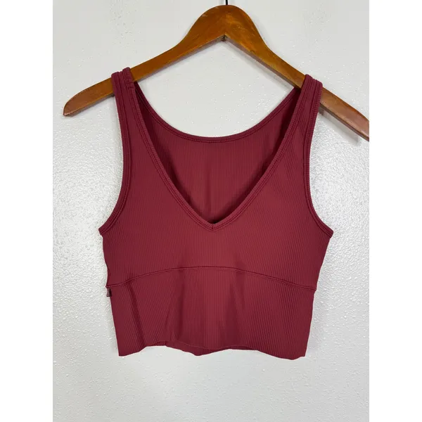 Lululemon Pivot Tank Reversible Ribbed Crop Top Red Burgundy Womens - Image 2