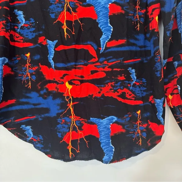 Wrangler Western Wear Vintage Storm Lightning Novelty Print Snap Front Shirt - Image 6