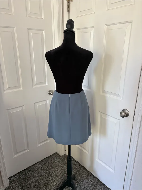 Rampage Vintage Muted Blue Mini Skirt with Side Slit - Image 4