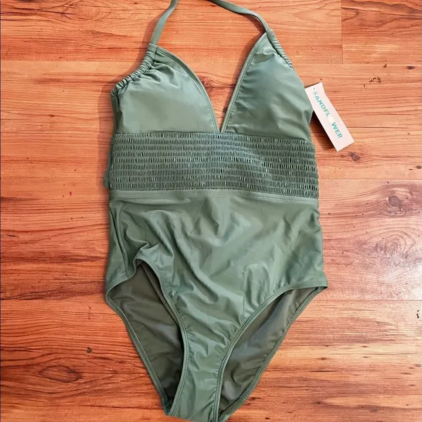 Sandflower Olive Green Womens Medium One Piece Swimsuit - Image 2