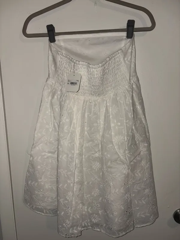 Altar'd State Paige White Strapless Eyelet Mini Dress - Image 8
