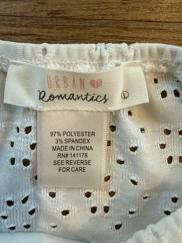 URBAN Romantics White Eyelet Smocked Peplum Blouse - Image 5