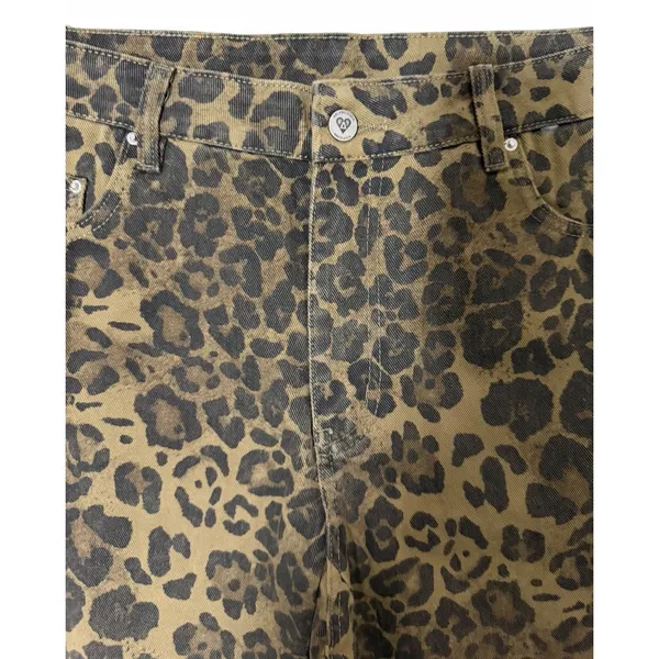 AELFRIC EDEN Jeans Denim Leopard Print Brown‎ Camo Baggy Wide Leg Unisex Size 34 - Image 9