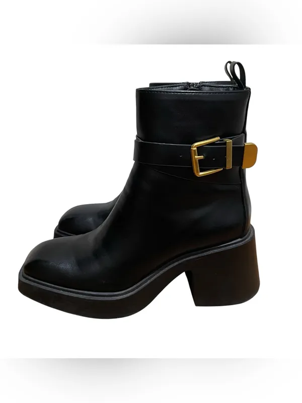 Chinese Laundry Adriel Black Gold Buckle Platform Ankle Boots Women Size 7.5 - Image 8