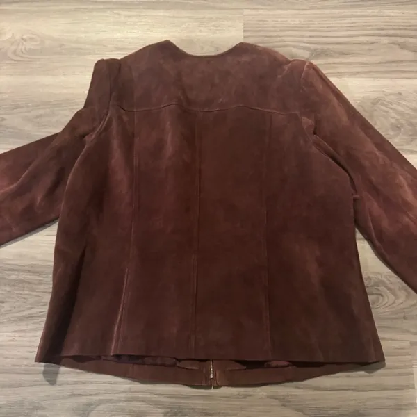 Bernardo Size 1X Burgundy Genuine Leather Full Zip Blazer - Image 6