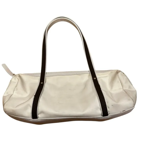 Kate Spade New York white and brown trim small nylon Tote handbag - Image 3