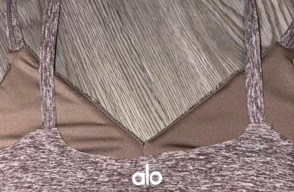 Alo Yoga Alosoft Lounge Brown Speckled V-Neck Bralette - Image 5