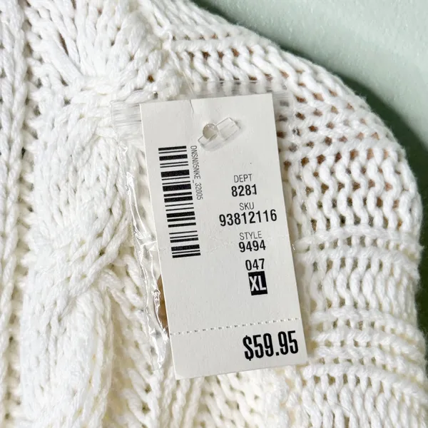 NWT Aeropostale Oversized Cable Knit Cropped V Neck Cardigan Sweater Cream XL - Image 10