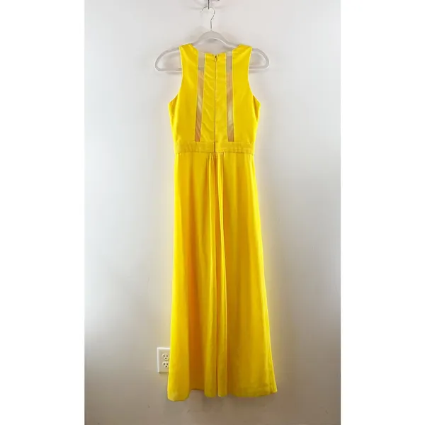 A. Drea Sleeveless Halter Neck Pleated Formal Maxi Dress Gown Yellow Small - Image 6