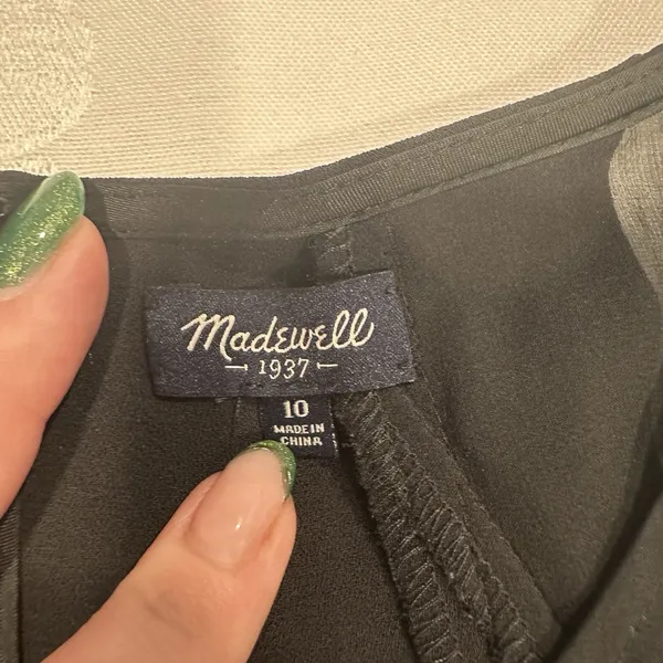 Madewell Size-10 Womens Jumpsuit Black‎ Sleeveless Silk Yoke Formal - Image 2