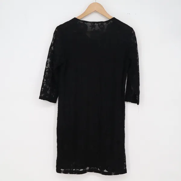Unbranded Dress Womens Small Shift Black Floral Lace 3/4 Sleeve Lined Excellent - Image 2