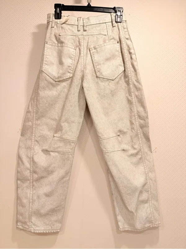 NWT We The Free Good Luck Mid Rise Barrel Acid-Wash Denim Jeans Off-White Sz 24 - Image 9