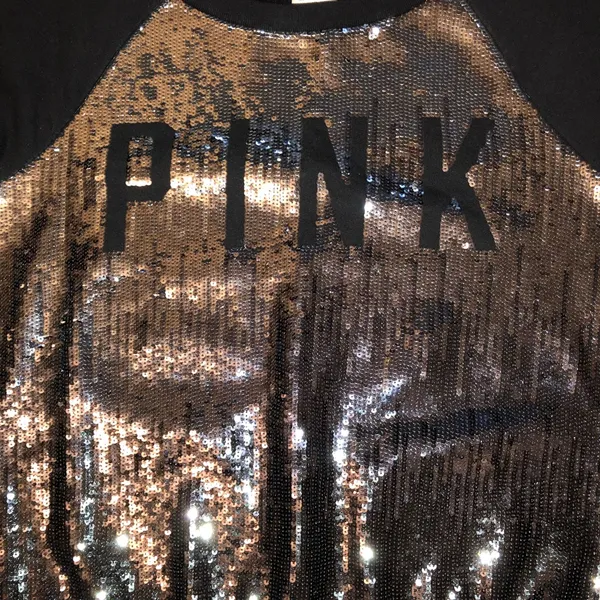Victoria’s Secret PINK Crewneck Sweatshirt Size Medium Ombré Sequins Runs Small - Image 2