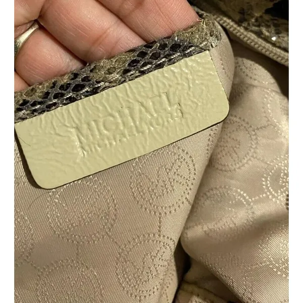 Michael Kors Brown Python Snakeskin Leather‎ Shoulder Bag Chain Strap Embossed - Image 4
