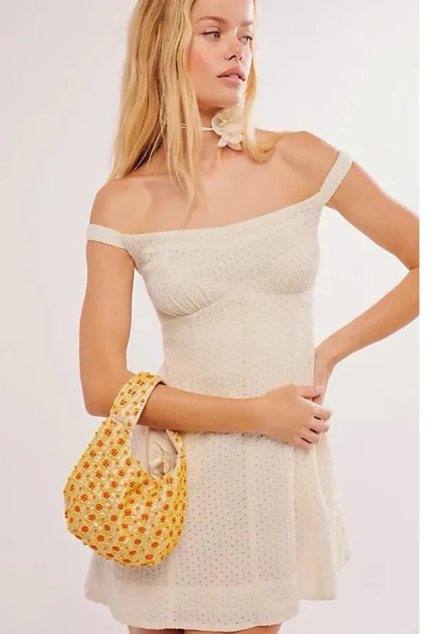 NWT Free People White Berry Kiss Pocket Eyelet Mini Dress. Size Medium - Image 6