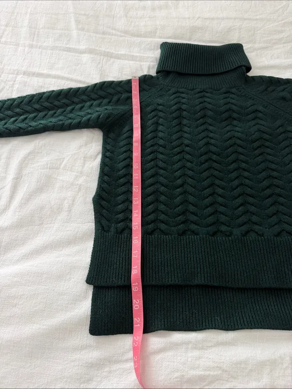 Aritzia Wilfred Free Lin Sweater 100% Wool Roll Neck Green XS - Image 14