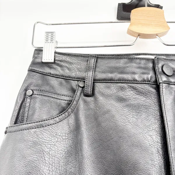 Pilcro Anthropologie Womens Black Faux Leather The Madi Front Slit Maxi Skirt 2 - Image 4