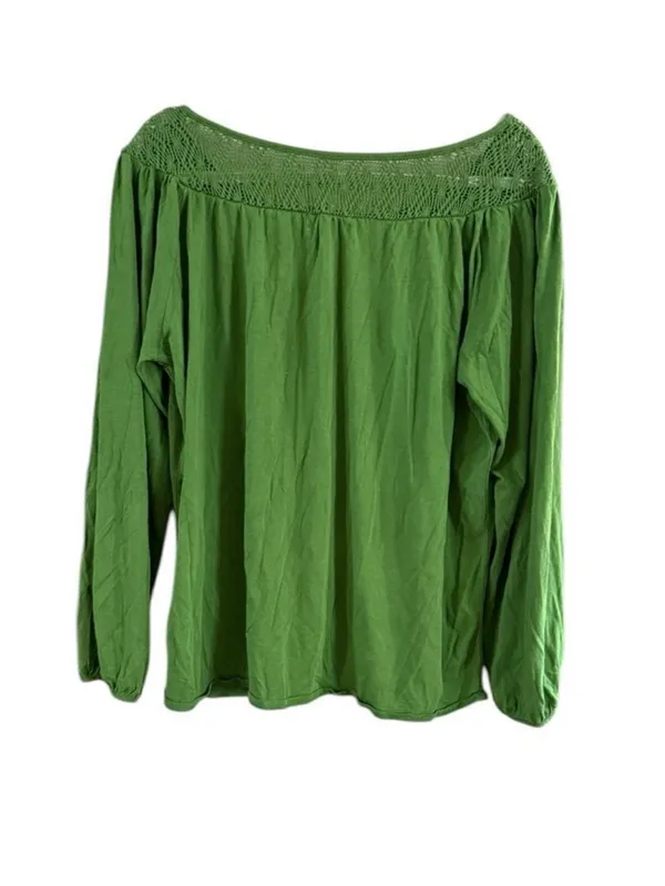 Old Navy Bright Green Square-Neck Smocked Yoke Blouse - Image 7