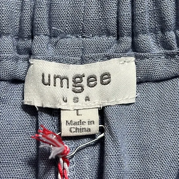Umgee womens large linen blend baby blue ruffle shorts no pockets elastic waist - Image 7