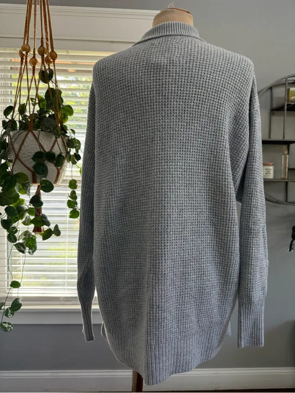 Aerie CozyUp Waffle Polo Sweater Size XXS Oversized - Image 4