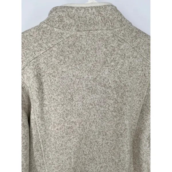 LL BEAN Sweater Fleece Jacket Womens Medium Beige Oatmeal Full Zip 279684 - Image 12