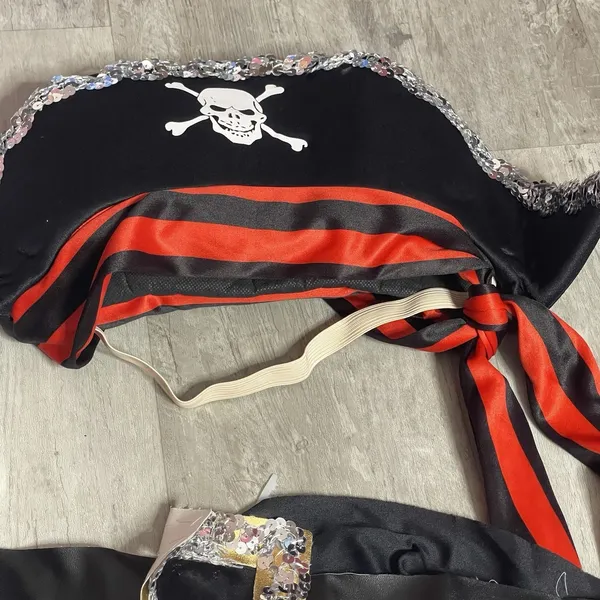 4 Pieces Pirate Hat Skull‎ Print Pirate Captain Costume Cap With Access - Image 2