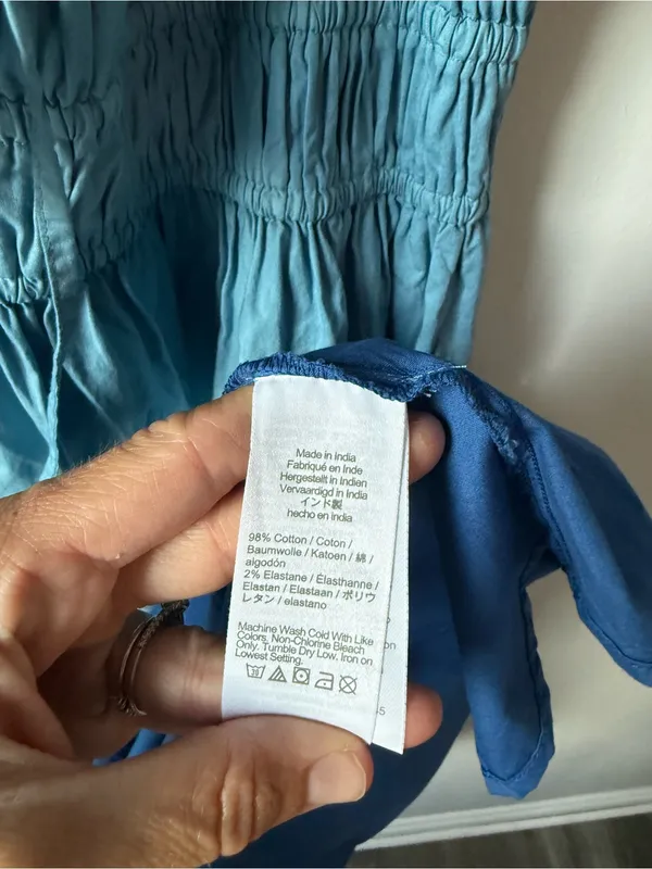 J. Crew Cotton Dip Dye Ombre Blue Maxi Sundress Comfy Blue White Boho Size M - Image 6