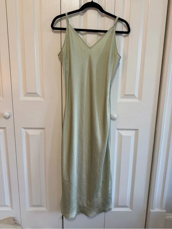 Aritzia Wilfred Satin Slip Dress Midi Mint Green Size Large - Image 2