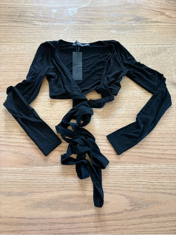 LIONESS Black Wrap Crop Top - Image 3