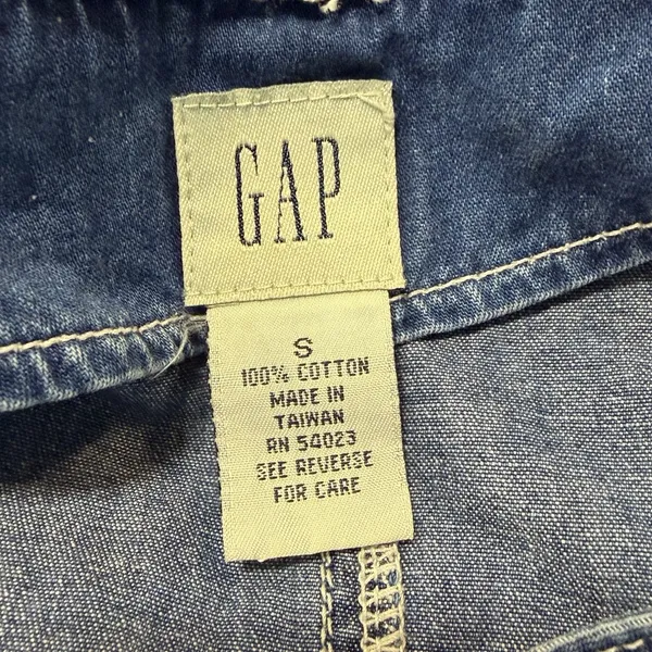 Y2K 1990's Vintage Gap Denim Dress Overalls Size Small 100% Cotton Romper Jumper - Image 3